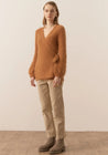 POL Knitwear Pol Clothing Genus Pointelle Wrap Cardigan Toffee  | Dalston clothing