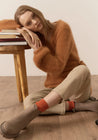 POL Knitwear Pol Clothing Genus Pointelle Wrap Cardigan Toffee  | Dalston clothing