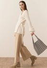 POL Knitwear Pol Clothing Genus Pointelle Wrap Cardigan White  | Dalston clothing