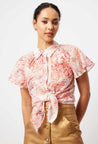 Once Was top Once Was Ayanna Cotton/Silk Pleat Detail Shirt Sunset Arcadia Print  | Dalston clothing