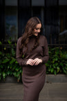 Bridge & Lord Knitwear Bridge & Lord Longline Roll Neck Dress Coffee