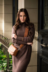 Bridge & Lord Knitwear Bridge & Lord Longline Roll Neck Dress Coffee