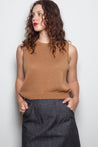 Dalston Knitwear Dalston Valentina Vest Merino Tan Moss Stitch