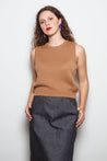 Dalston Knitwear Dalston Valentina Vest Merino Tan Moss Stitch