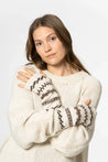 Dinadi Gloves almond white Dinadi Alpaca Handknit Half Mitts - Ivory white | Dalston clothing