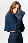 Dinadi Gloves Indigo Blue Dinadi Handknit Zero Waste Mittens Indigo Blue  | Dalston clothing