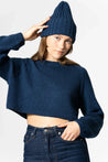 Dinadi Hat indigo blue Dinadi Merino Handknit Thick Rib Hat Indigo Blue