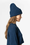 Dinadi Hat indigo blue Dinadi Merino Handknit Thick Rib Hat Indigo Blue