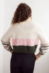 Flock Knitwear creme / one size Flock Kate Cardi Creme 3 Tone Stripes Pink Moss | Dalston clothing