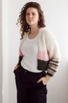 Flock Knitwear creme / one size Flock Kate Cardi Creme 3 Tone Stripes Pink Moss | Dalston clothing