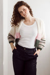 Flock Knitwear creme / one size Flock Kate Cardi Creme 3 Tone Stripes Pink Moss | Dalston clothing