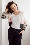 Flock Knitwear creme / one size Flock Kate Cardi Creme 3 Tone Stripes Pink Moss | Dalston clothing
