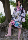 Ilse Jacobsen Jacket Ilse Jacobsen Long Quilt Coat Artistic Flower Print