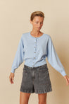 Indi & Cold Knitwear Indi & Cold Batwing Sleeve Cardigan Cielo