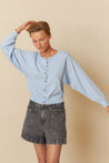 Indi & Cold Knitwear Indi & Cold Batwing Sleeve Cardigan Cielo