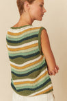 Indi & Cold Knitwear Indi & Cold Crochet Knit Vest Khaki | Dalston clothing