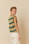 Indi & Cold Knitwear Indi & Cold Crochet Knit Vest Khaki