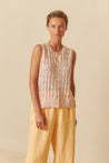 Indi & Cold Knitwear Indi & Cold Pointelle Knit Vest Mandarina | Dalston clothing