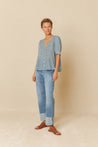 Indi & Cold shirt Indi & Cold Print Short Sleeve Shirt Indigo | Dalston clothing
