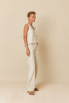 Indi & Cold top Indi & Cold Pinstripe Twill Vest Crudo | Dalston clothing