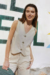 Indi & Cold top Indi & Cold Pinstripe Twill Vest Crudo | Dalston clothing