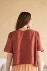 Indi & Cold top Indi & Cold Scallop Details Blouse Terracotta | Dalston clothing
