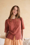 Indi & Cold top Indi & Cold Scallop Details Blouse Terracotta | Dalston clothing