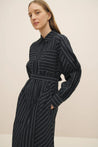 Kowtow dress Kowtow Yves Shirt Dress Navy Pinstripe | Dalston clothing
