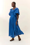 Leon & Harper dress Leon & Harper Raeya Plain Dress Blue | Dalston clothing