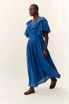 Leon & Harper dress Leon & Harper Raeya Plain Dress Blue | Dalston clothing