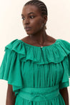 Leon & Harper dress Leon & Harper Raeya Plain Dress Green | Dalston clothing