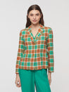 Nice Things Jacket Nice Things Multicolour Check Linen Blazer Shiny Green | Dalston clothing