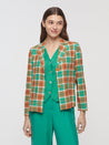 Nice Things Jacket Nice Things Multicolour Check Linen Blazer Shiny Green