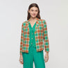 Nice Things Jacket Nice Things Multicolour Check Linen Blazer Shiny Green | Dalston clothing