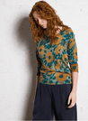 Nice Things Knitwear Nice Things Sweater Camellia Print Sage Green