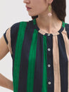 Nice Things shirt Nice Things Multistripe Print Mao Shirt | Dalston clothing