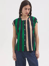 Nice Things shirt Nice Things Multistripe Print Mao Shirt | Dalston clothing