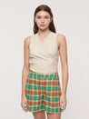 Nice Things shorts Nice Things Multicolour Check Linen Shorts Shiny Green | Dalston clothing