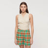 Nice Things shorts Nice Things Multicolour Check Linen Shorts Shiny Green | Dalston clothing
