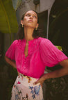 Once Was top Once Was Selini Braided Detail Viscose Chiffon Blouse