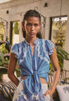 Once Was top Once Was Thalassa Embroidered Silk Flutter Sleeve Blouse