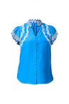 Once Was top Once Was Thalassa Embroidered Silk Flutter Sleeve Blouse