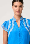 Once Was top Once Was Thalassa Embroidered Silk Flutter Sleeve Blouse