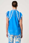 Once Was top Once Was Thalassa Embroidered Silk Flutter Sleeve Blouse