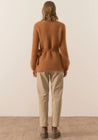 POL Knitwear Pol Clothing Genus Pointelle Wrap Cardigan Toffee  | Dalston clothing