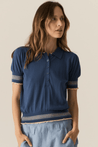 POL Knitwear Pol Clothing Lask Knit Polo Blue/Ecru