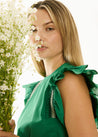 POL top Pol Clothing Nova Frill Top Green | Dalston clothing