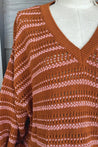 Tatano Knitwear Tatano Trellis V Neck Sweater Rust | Dalston clothing