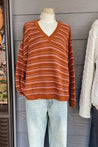 Tatano Knitwear Tatano Trellis V Neck Sweater Rust
