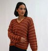 Tatano Knitwear Tatano Trellis V Neck Sweater Rust | Dalston clothing